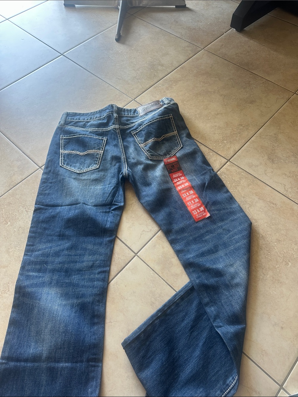 Men's Dark Blue Straight Leg Jeans - Brand: